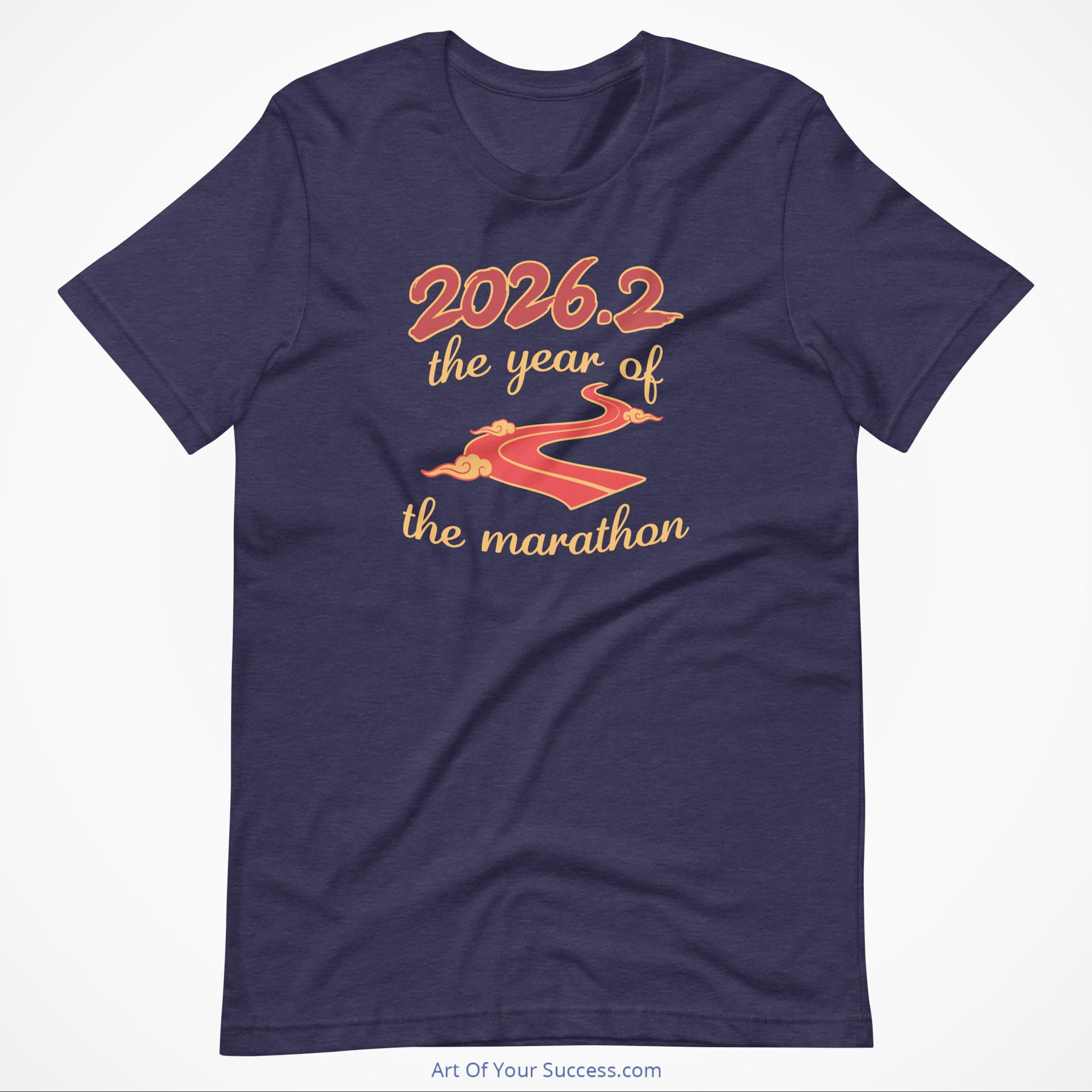 2026.2 Year of the marathon t-shirt-heather-midnight-navy-by ArtOfYourSuccess.com